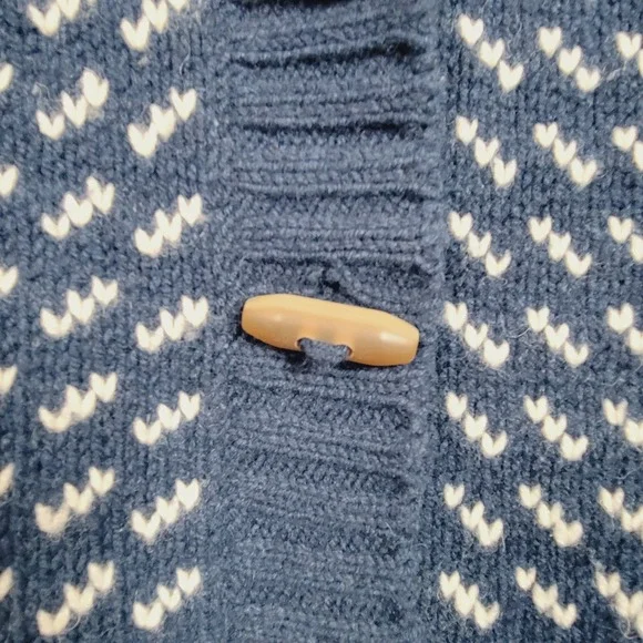 L.L. Bean navy blue shawl neck cardigan lambswool size M/L cottagecore academia - Picture 3 of 7